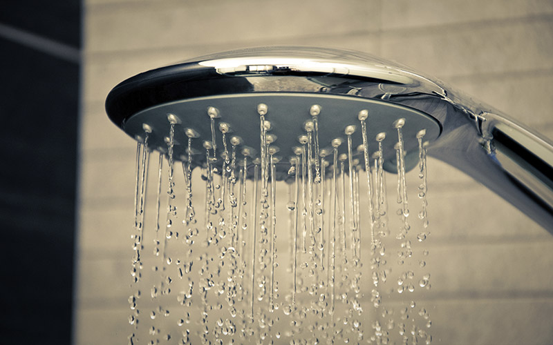 water coming out of showerhead
